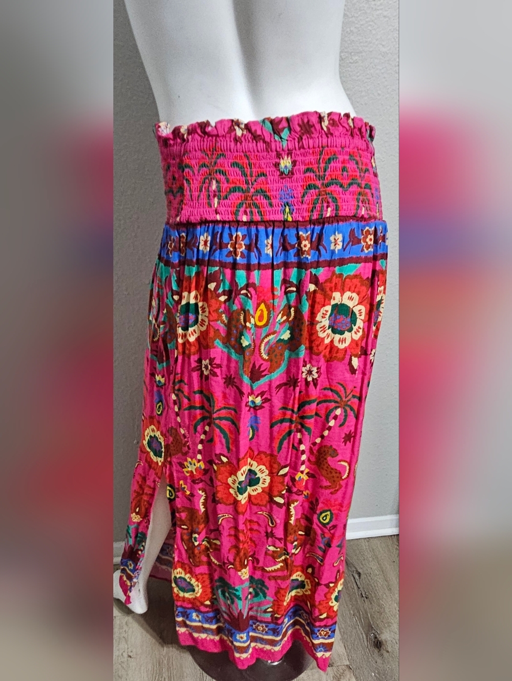 Farm Rio x Anthropologie Smocked Printed Maxi Skirt, Size L - Picture 4 of 14